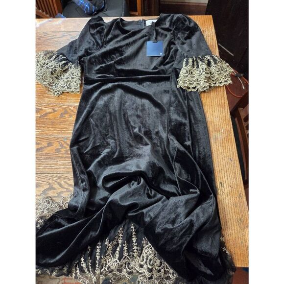 NWT Tuckernuck Pomander Place Black Velvet Lilith Lillith Dress sz XL - Picture 2 of 4
